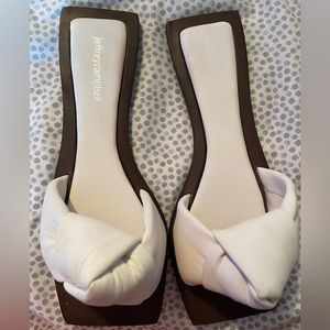 Jeffery Campbell White Areon Slide sandal.